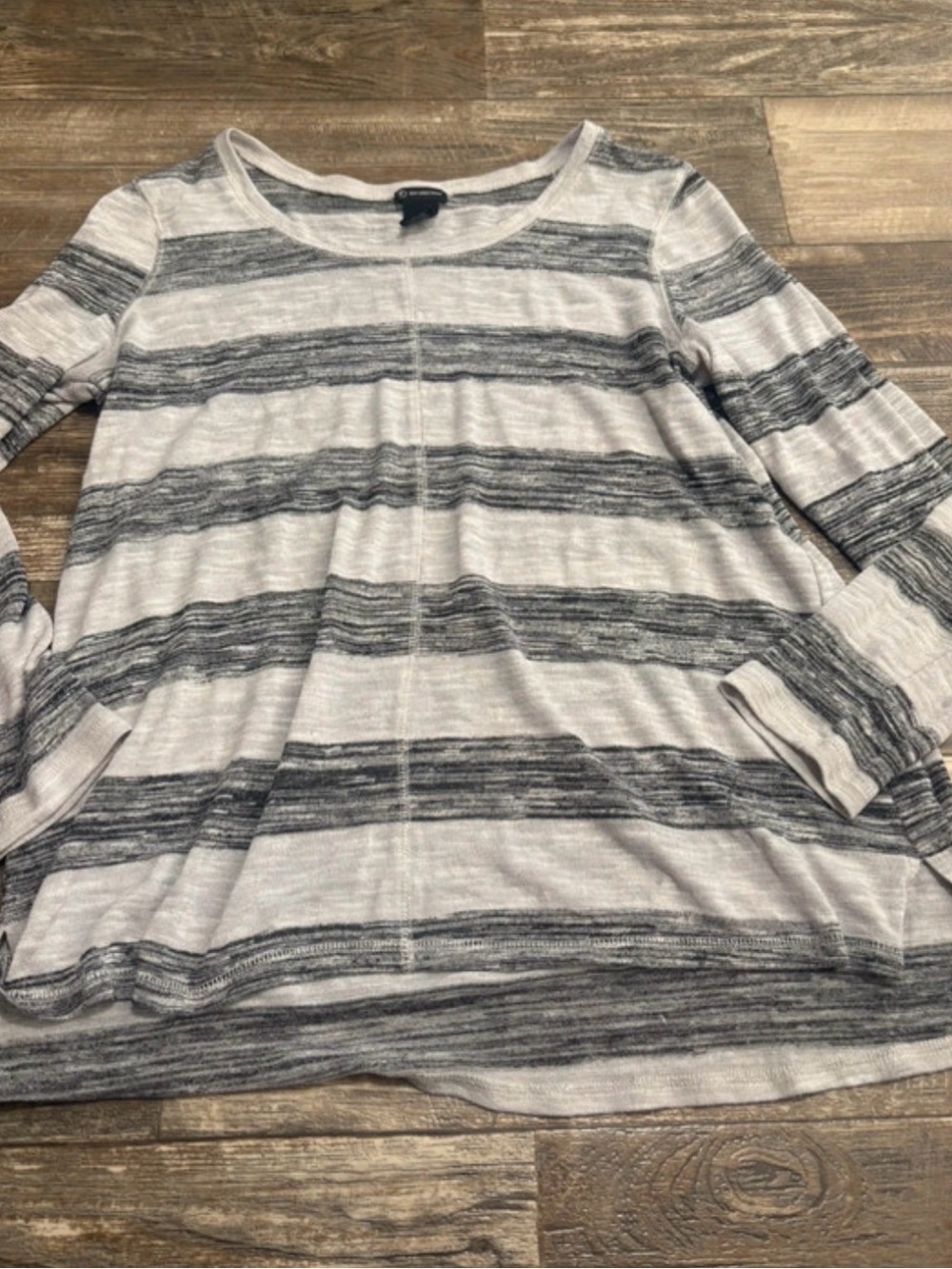new directions Gray and White Striped Long Sleeve Top